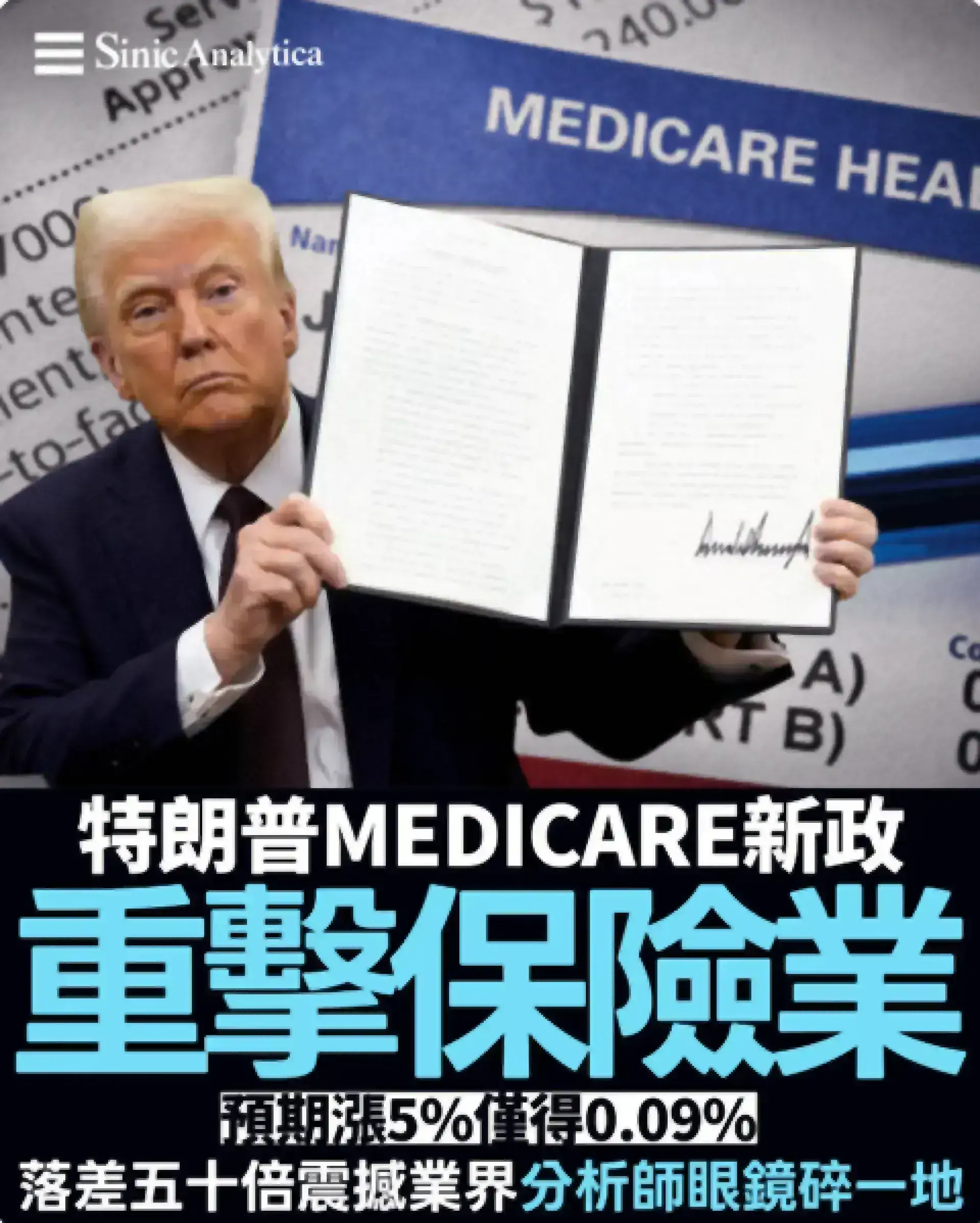 【免費新聞試閱】特朗普Medicare新政重擊保險業 分析師預測收益恐減75%股票震盪