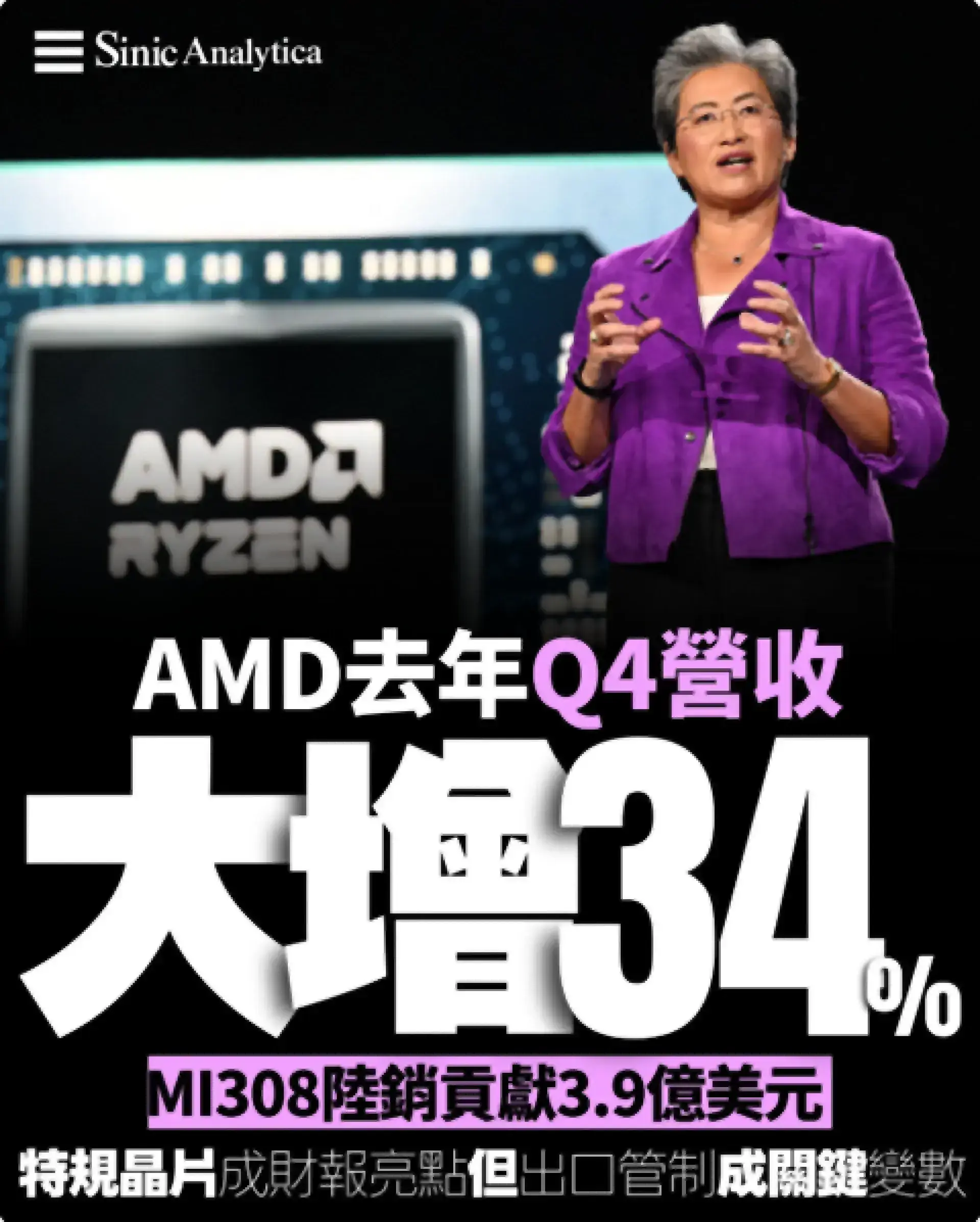 AMD中國AI晶片銷售暴增34% 特朗普政府出口管制成關鍵變數