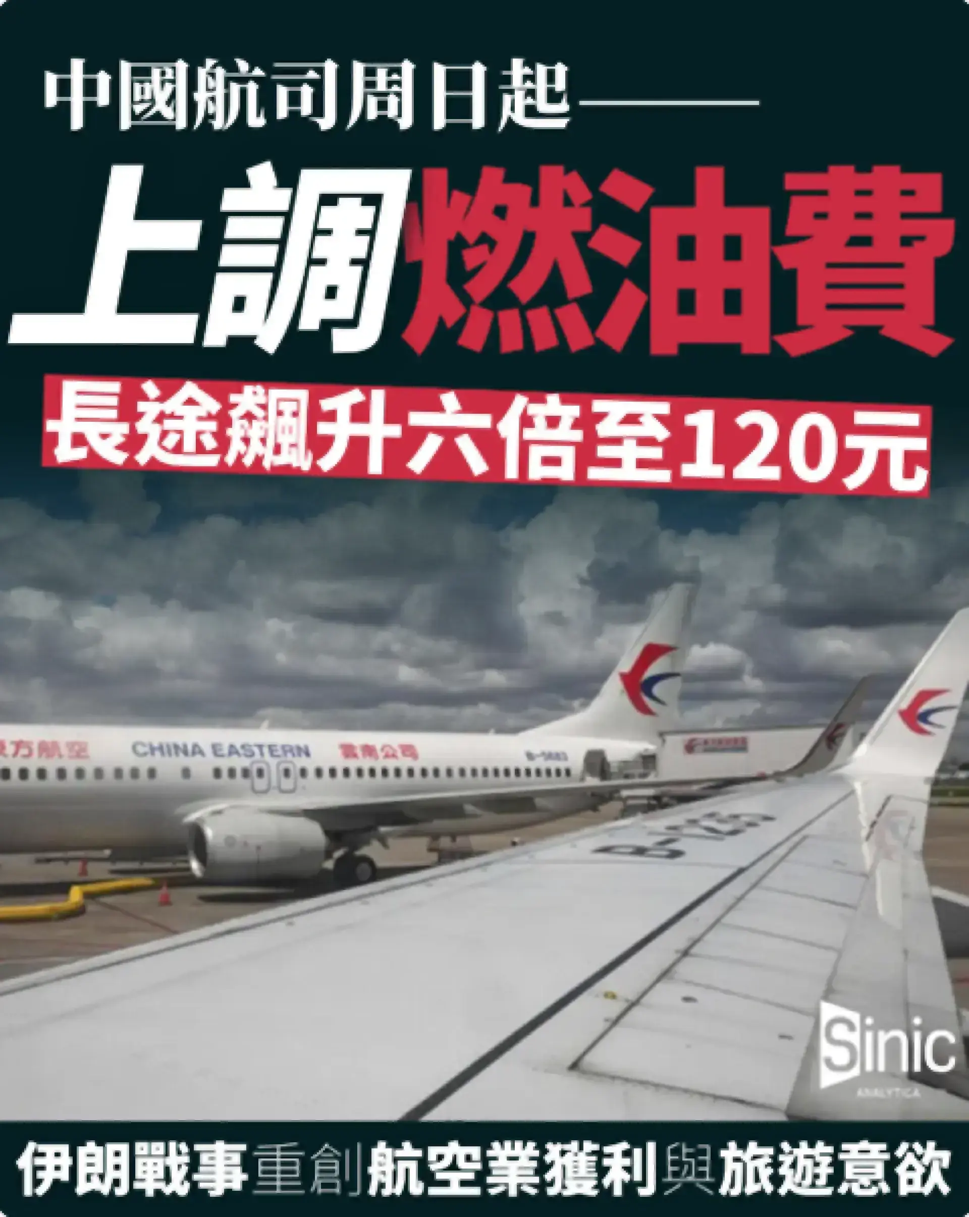 伊朗戰事衝擊全球航空 大陸機票燃油費六倍跳升