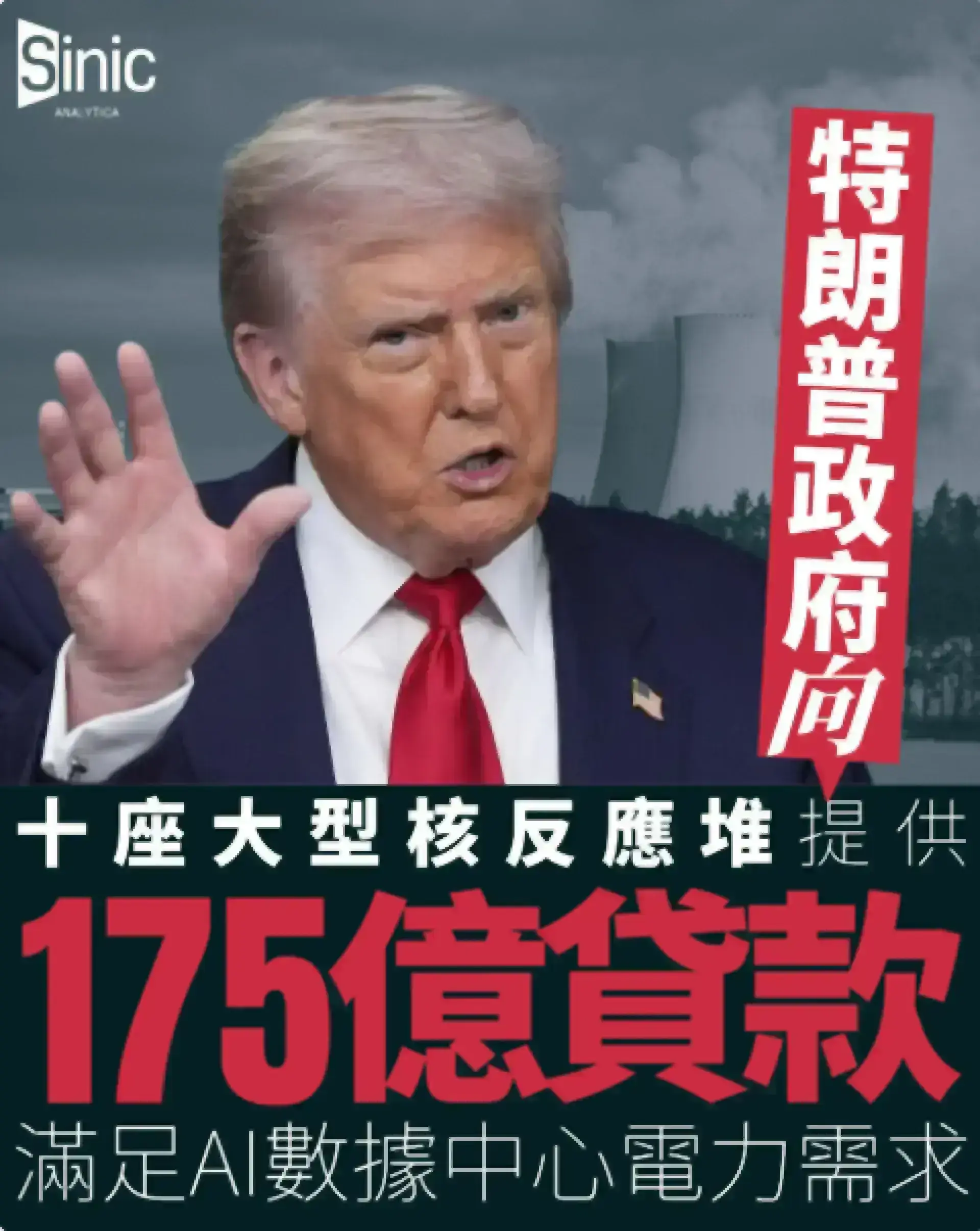 特朗普政府向十座大型核反應堆提供175億美元貸款 滿足 AI 數據中心電力需求